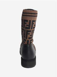 Black and brown Zucca printed boots - size EU 36.5 (UK 3.5)