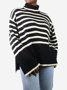 Toteme Black striped turtleneck jumper - size M