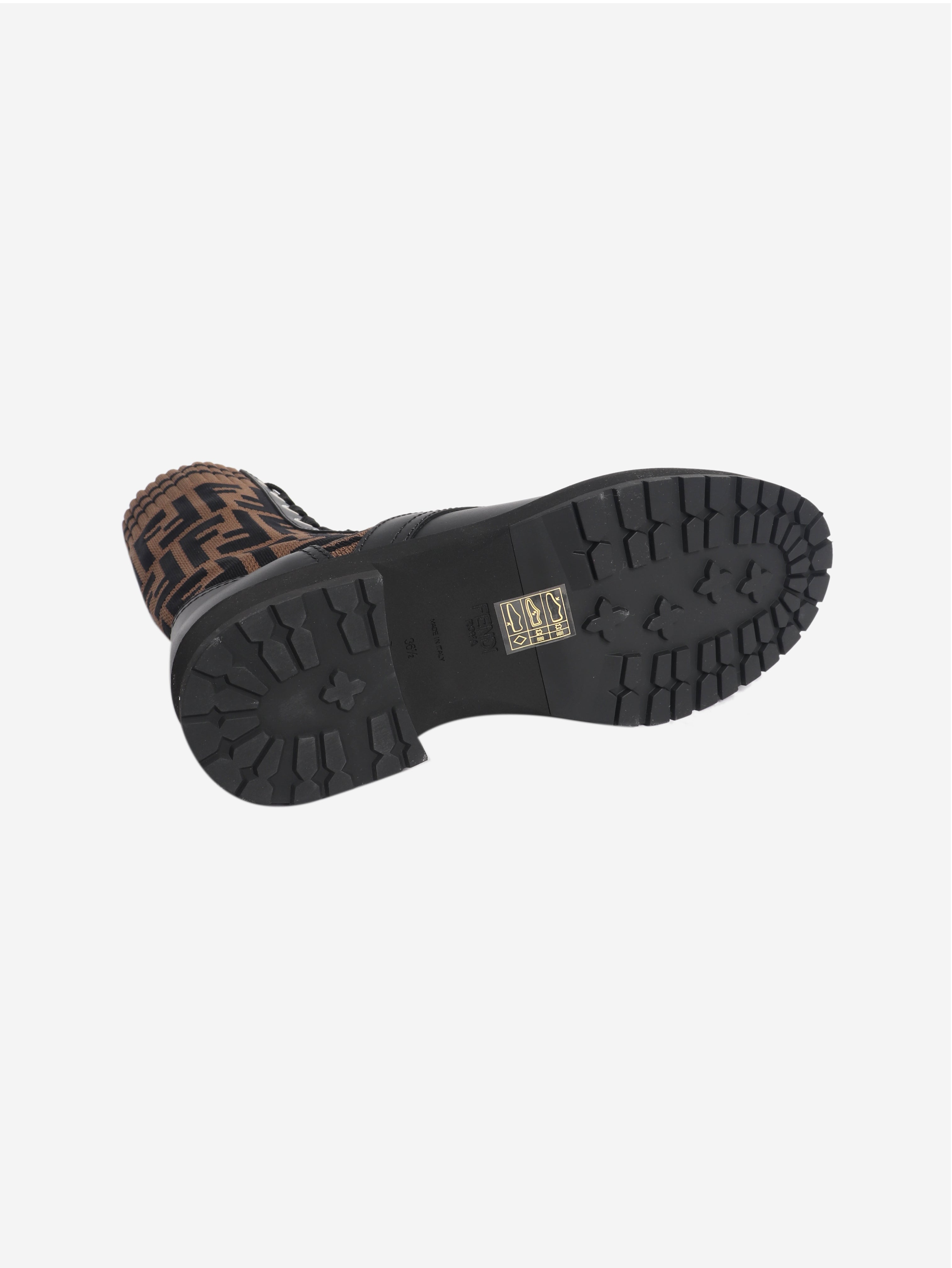 Black and brown Zucca printed boots - size EU 36.5 (UK 3.5)