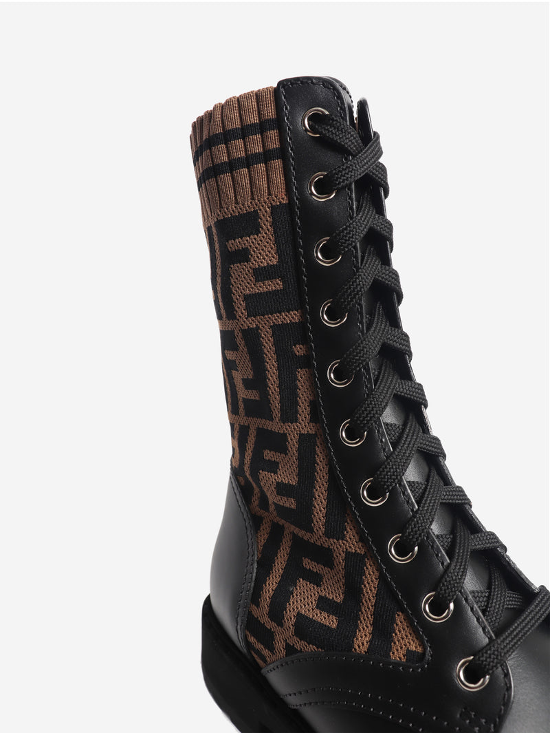 Black and brown Zucca printed boots - size EU 36.5 (UK 3.5)