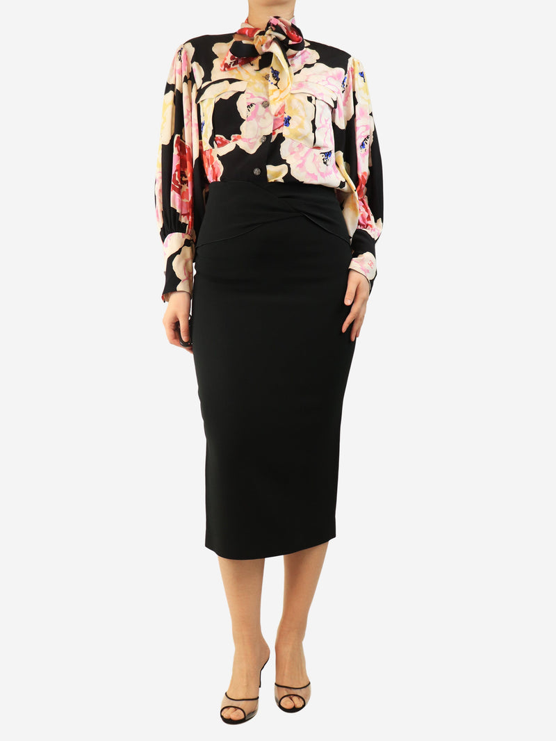 Black midi pencil skirt - size UK 12 Skirts Rochas 