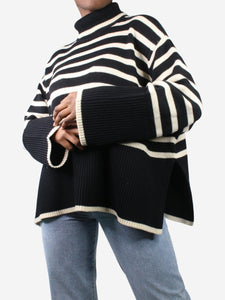 Toteme Black striped turtleneck jumper - size M
