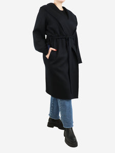 The Row Black belted hooded wool coat - size L