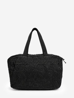 Tamasha black embroidered nylon top handle bag