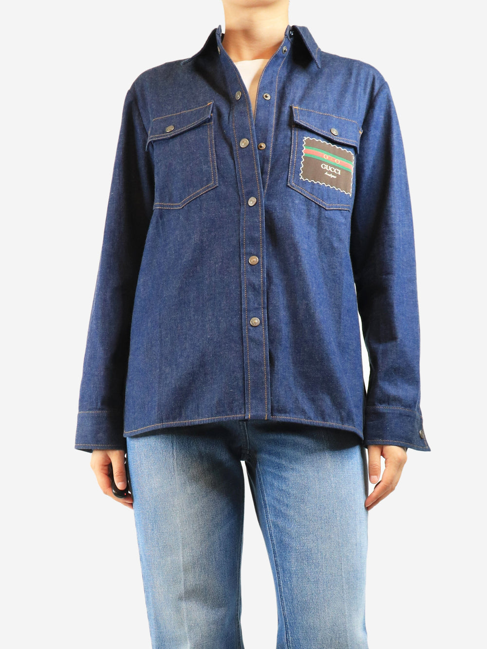 Blue denim shirt - size UK 14 Tops Gucci 