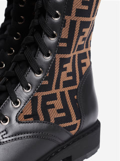 Black and brown Zucca printed boots - size EU 36.5 (UK 3.5)