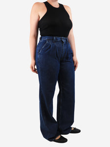 Anine Bing Blue pleated wide-leg jeans - size UK 12