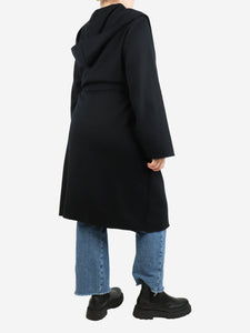 The Row Black belted hooded wool coat - size L