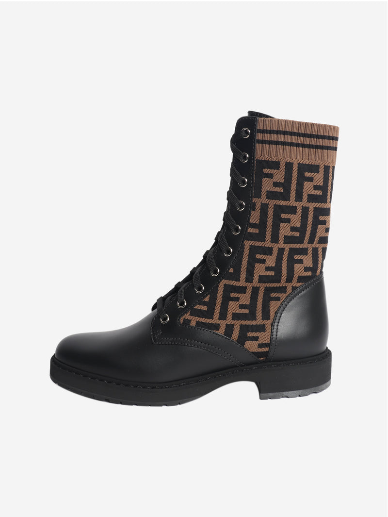 Black and brown Zucca printed boots - size EU 41 (UK 8)