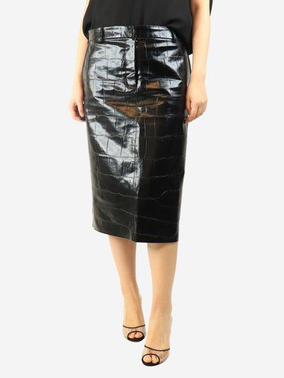Black croc-embossed faux-leather midi skirt - size UK 10 Skirts Stella McCartney 