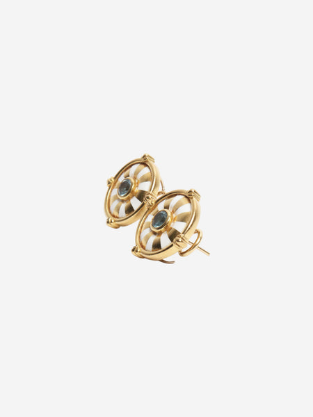 Gold vintage bejewelled stud earrings alternate image