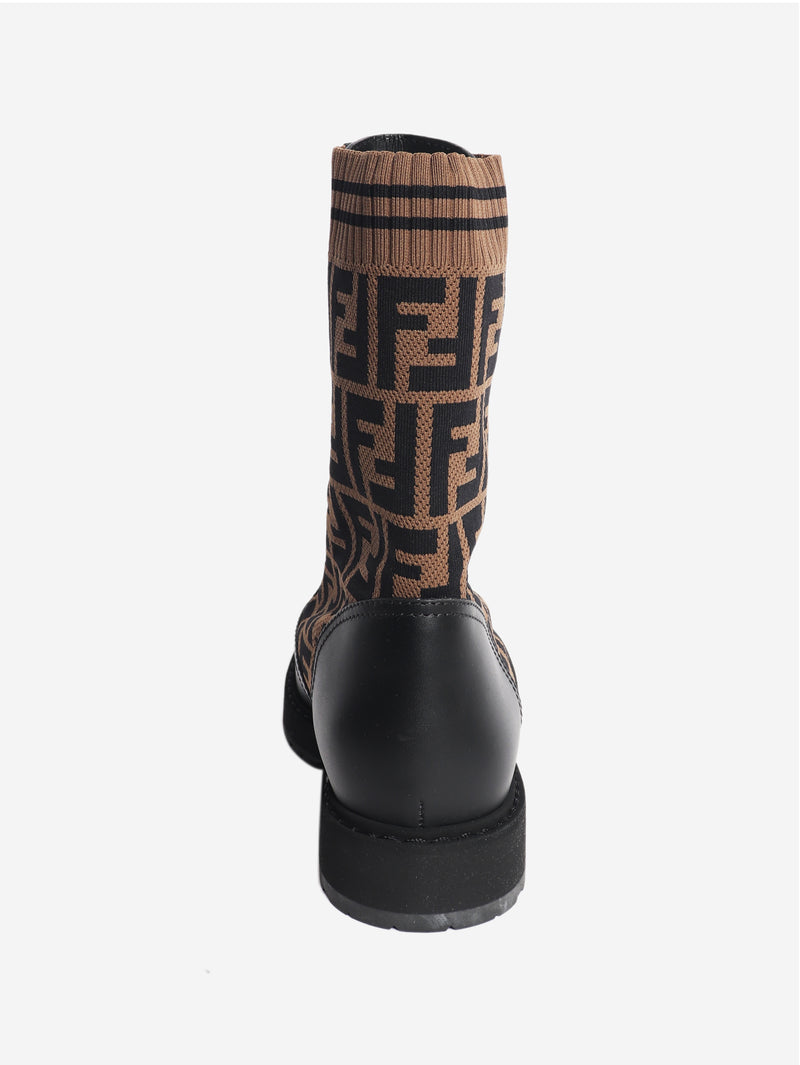 Black and brown Zucca printed boots - size EU 41 (UK 8)