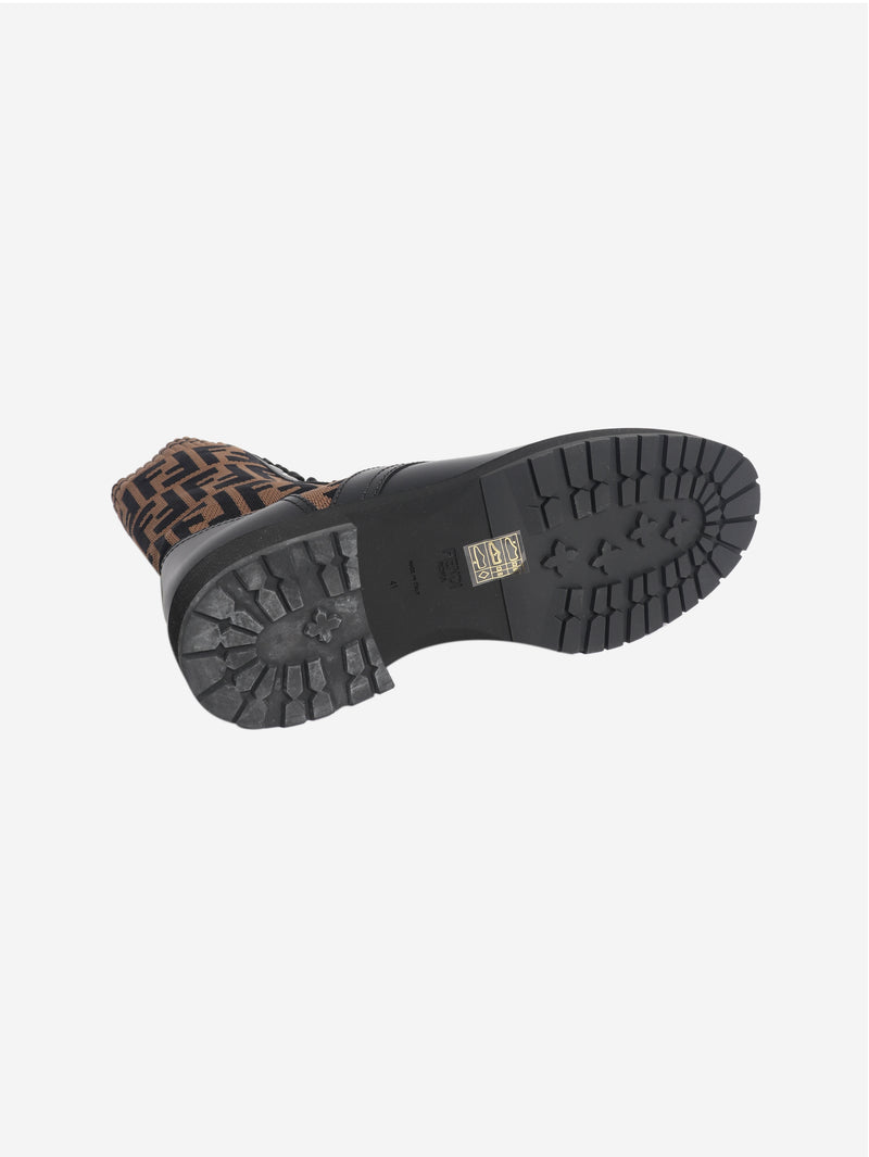 Black and brown Zucca printed boots - size EU 41 (UK 8)