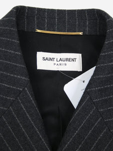 Saint Laurent Dark grey cropped pinstripe jacket - size UK 14
