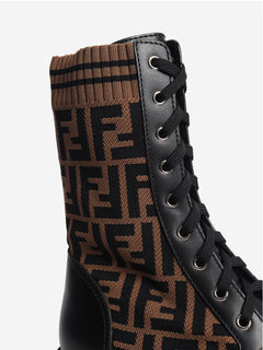 Black and brown Zucca printed boots - size EU 41 (UK 8)
