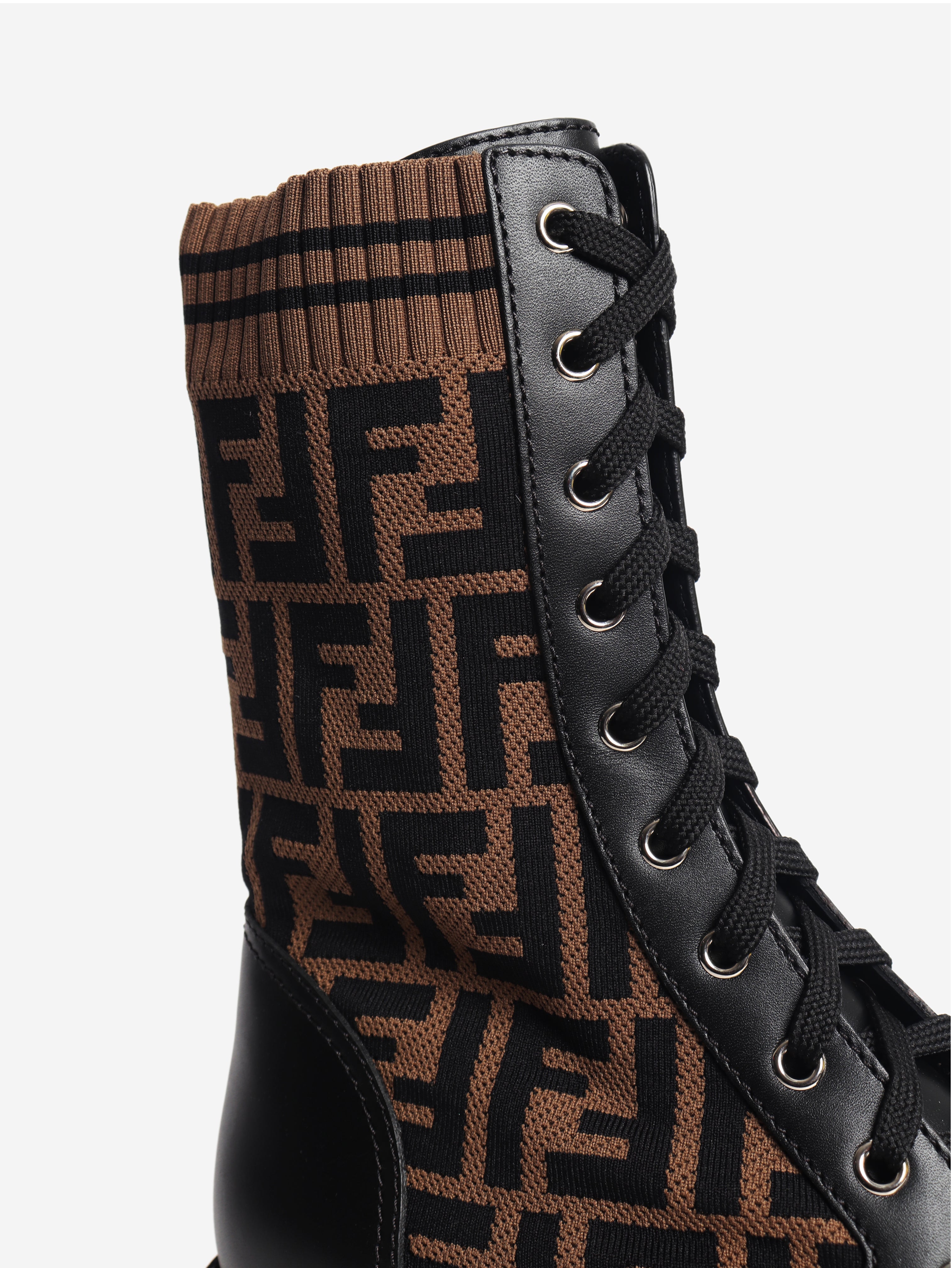 Black and brown Zucca printed boots - size EU 41 (UK 8)