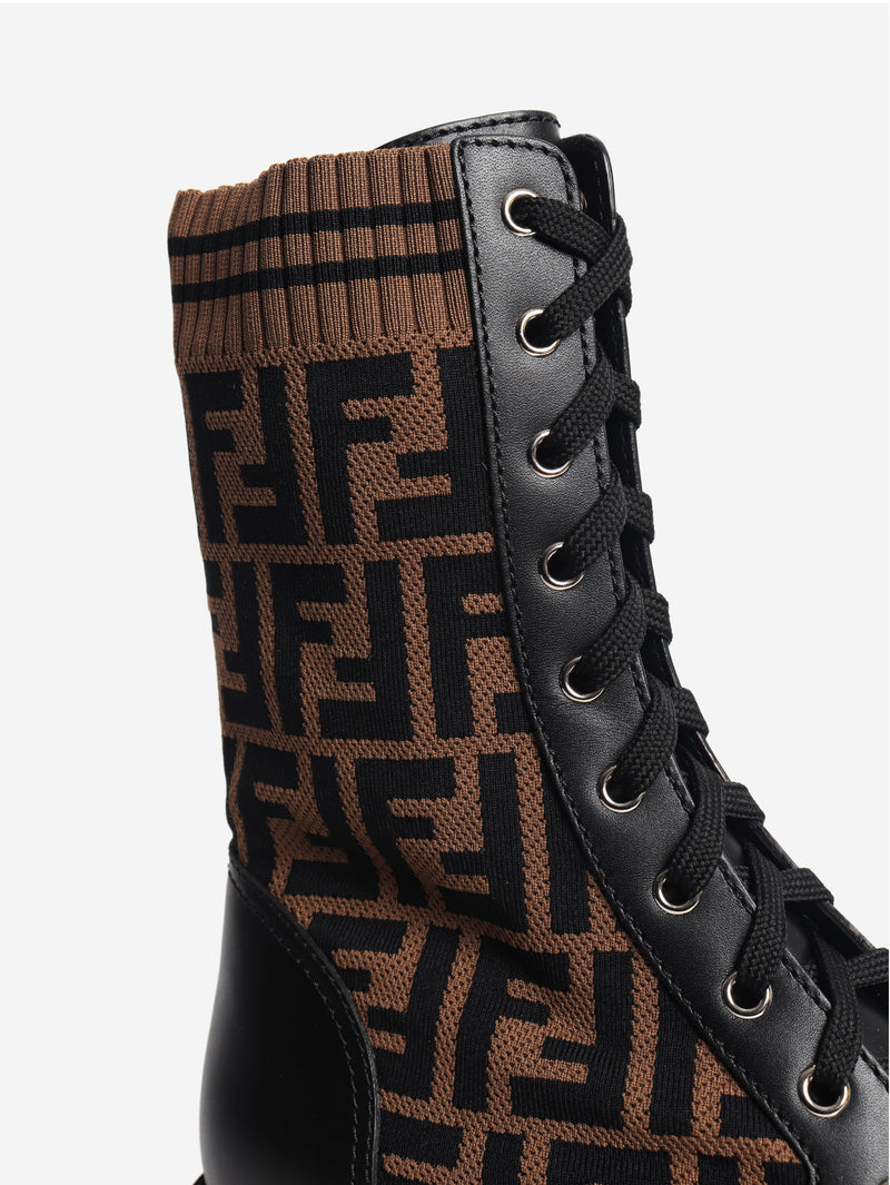 Black and brown Zucca printed boots - size EU 41 (UK 8)