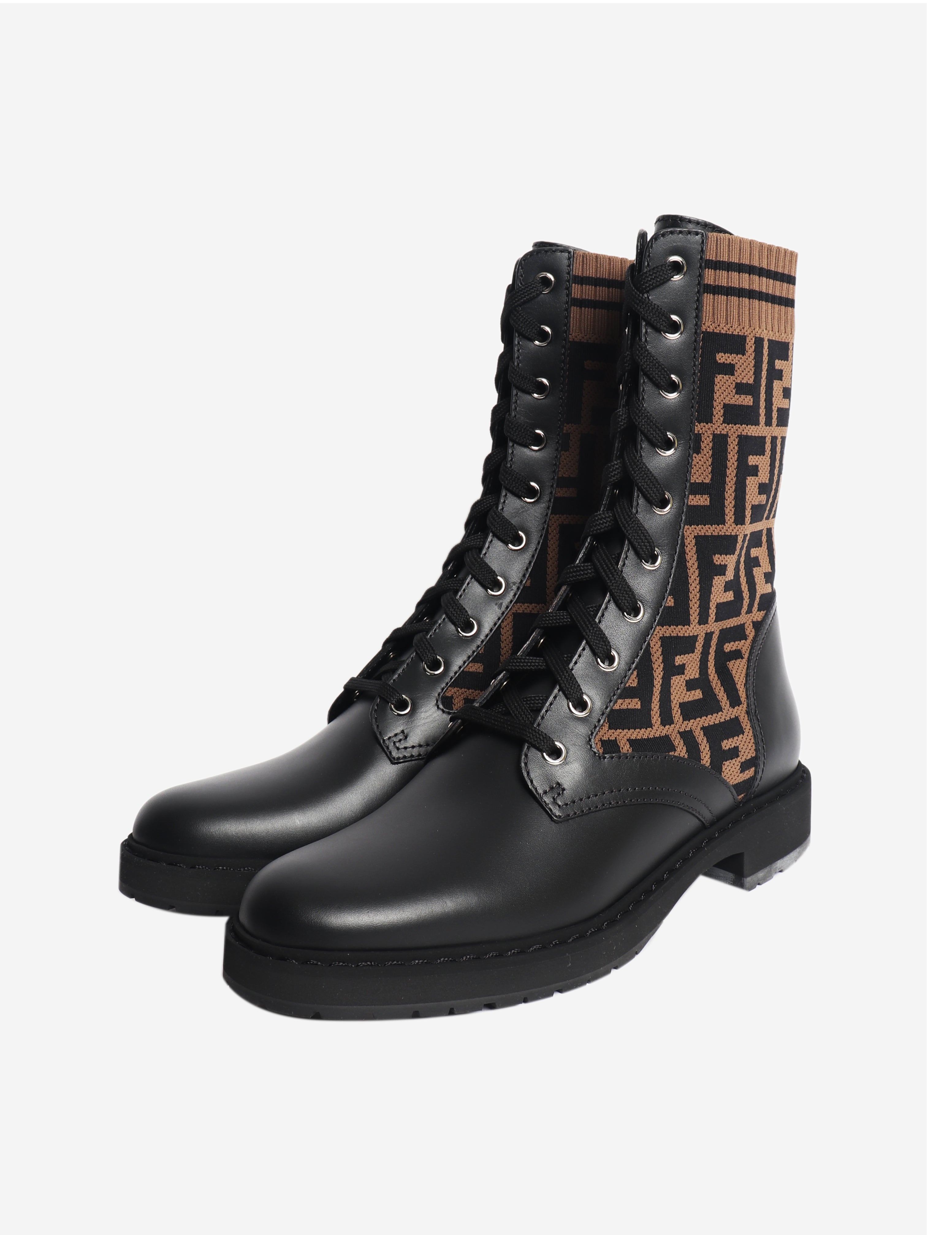 Black and brown Zucca printed boots - size EU 41 (UK 8)