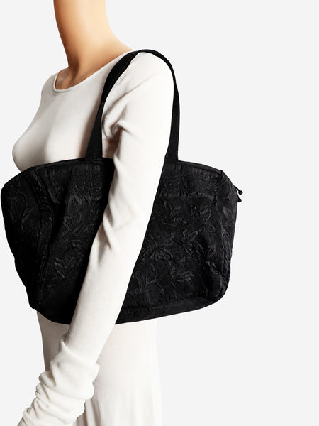 Black embroidered top handle bag alternate image