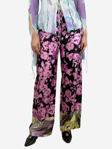 Dries Van Noten Pink printed silk trousers - size UK 8