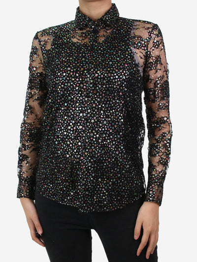 Black metallic floral and stars lace shirt - size FR 36 Tops Saint Laurent 