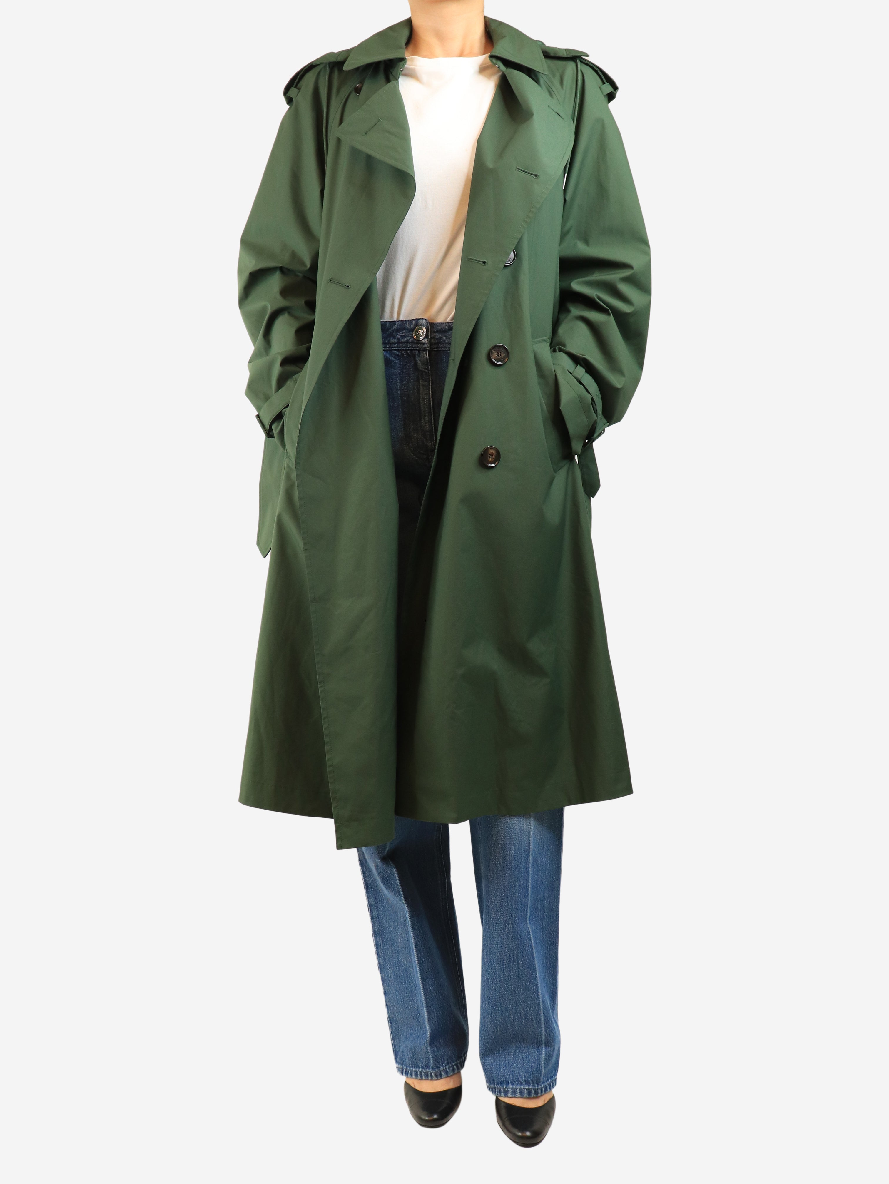 Dark green nylon trench coat - size M