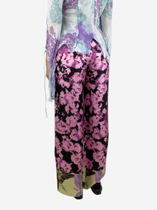 Dries Van Noten Pink printed silk trousers - size UK 8