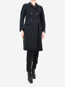 Prada Black double-breasted wool coat - size UK 8