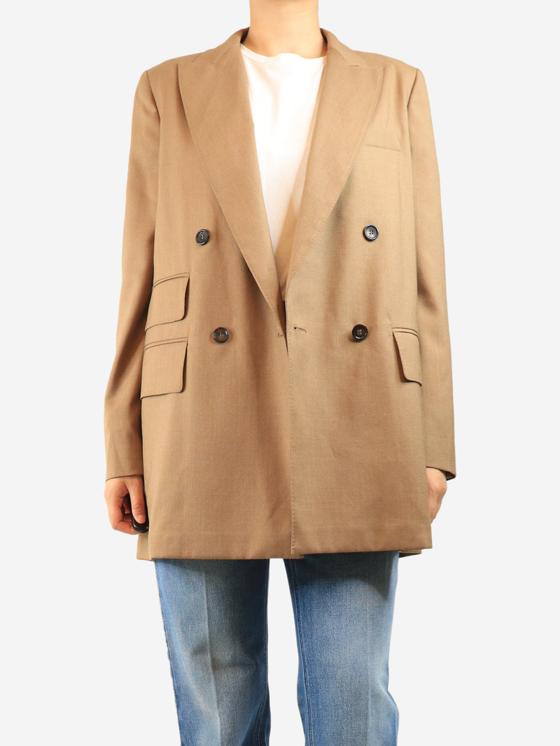 Brown double breasted lightweight blazer - size UK 14