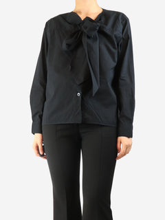 Black cotton neck-tie shirt - size UK 14 Tops Margaret Howell 