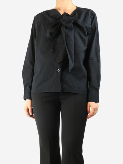 Black cotton neck-tie shirt - size UK 14 Tops Margaret Howell 