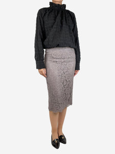 Valentino Grey lace midi skirt - size UK 8