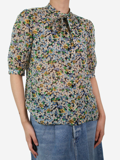 Multi floral tie-neck blouse - size FR 36 Tops Celine 