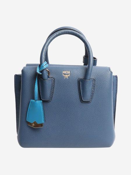 Blue leather top handle bag product image