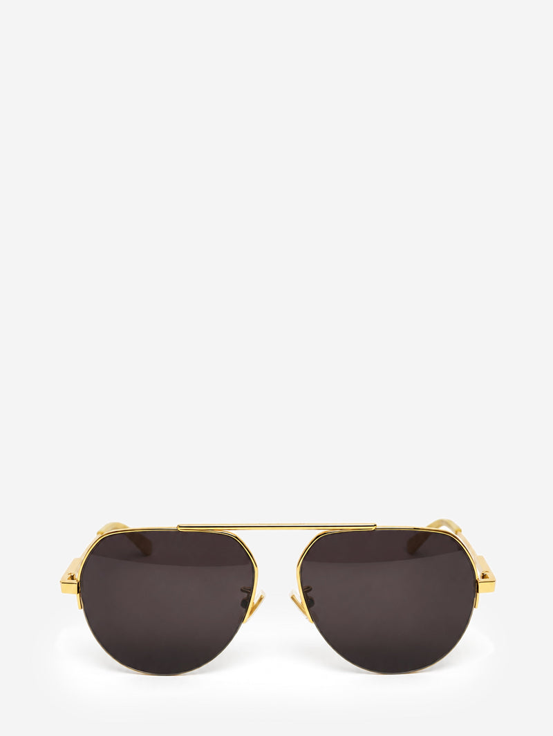 Gold half-rim aviator sunglasses Sunglasses Bottega Veneta 