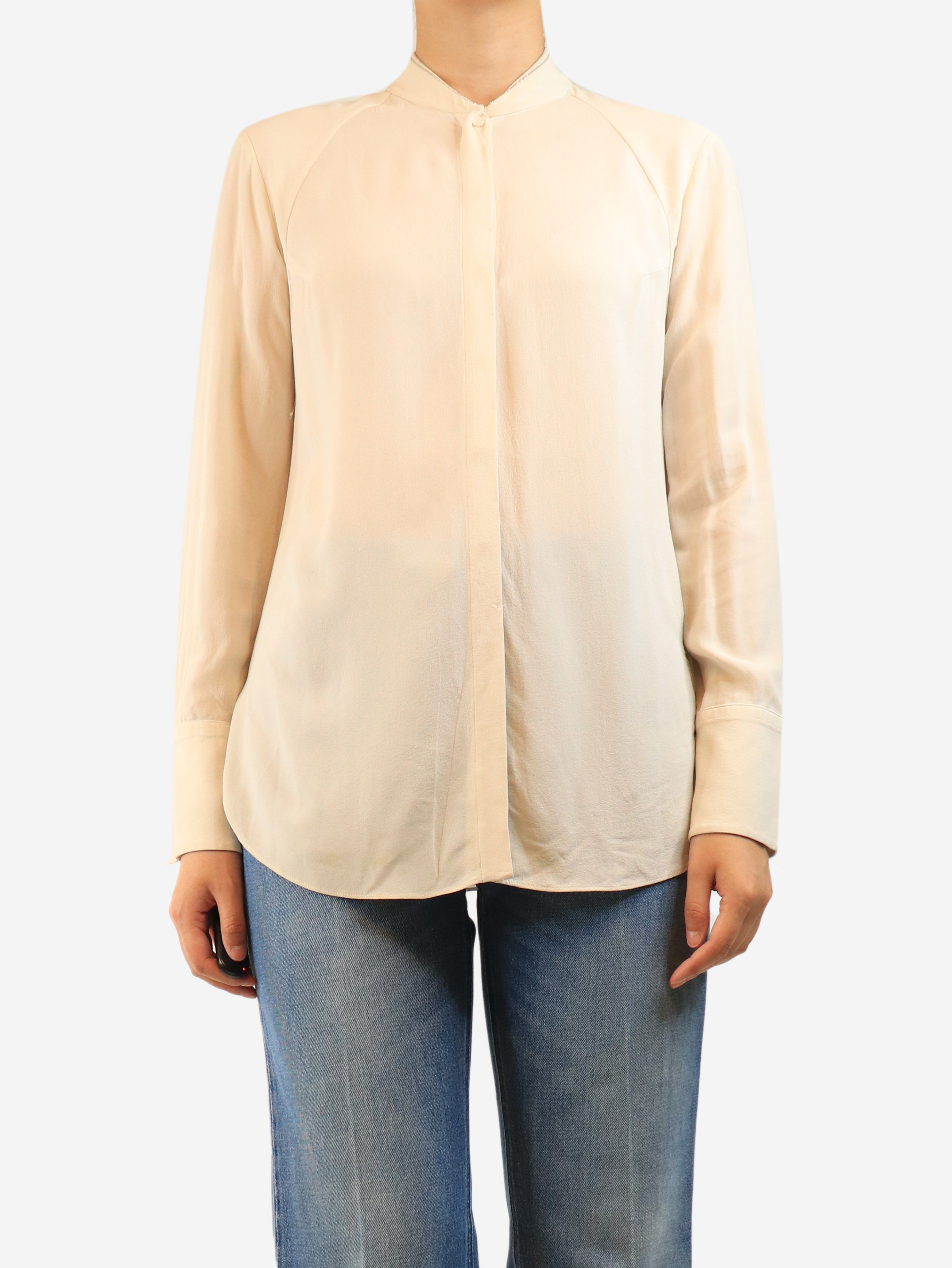Cream silk crepe blouse - size M