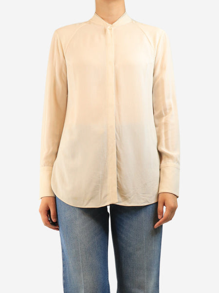 Cream silk crepe blouse - size M product image