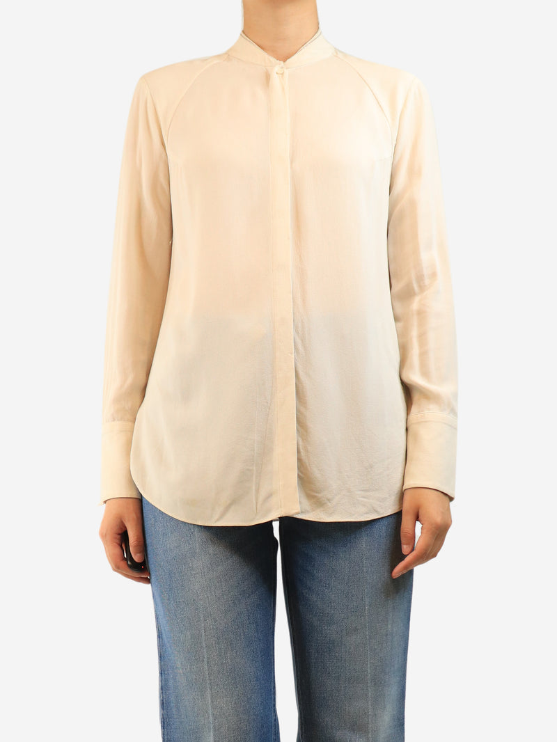 Cream silk crepe blouse - size M