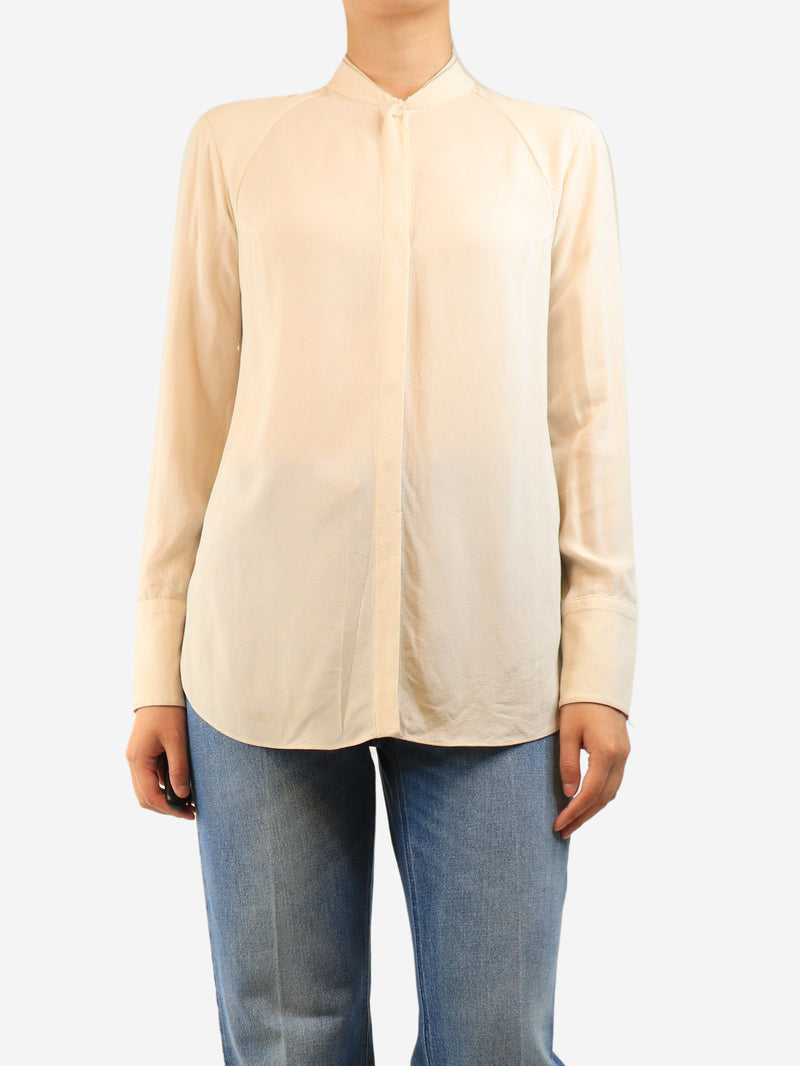Cream silk crepe blouse - size M