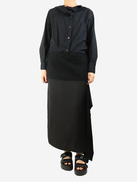 Black asymmetric midi skirt - size UK 14 alternate image