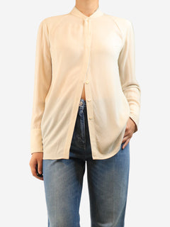 Cream silk crepe blouse - size M