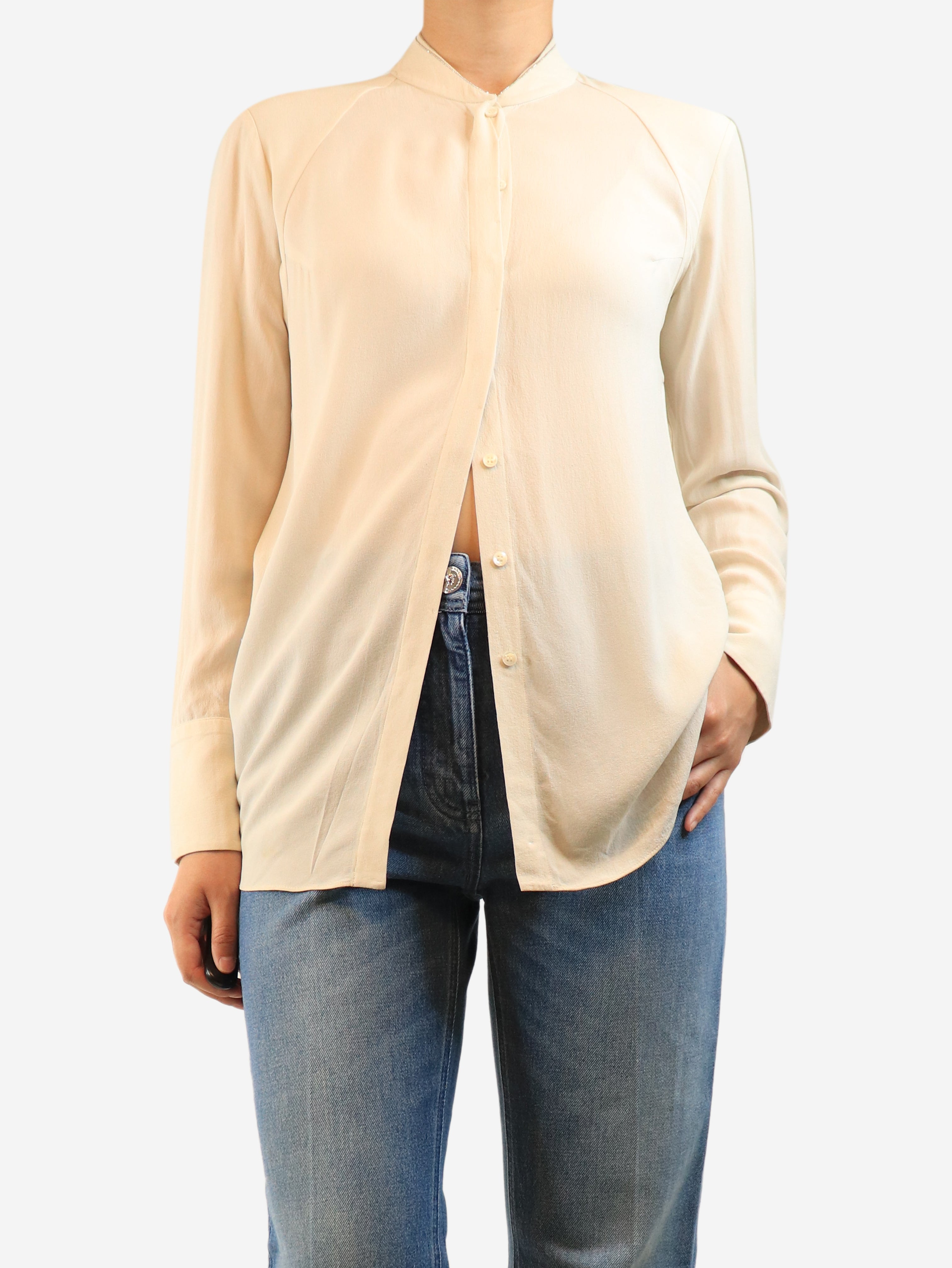 Cream silk crepe blouse - size M