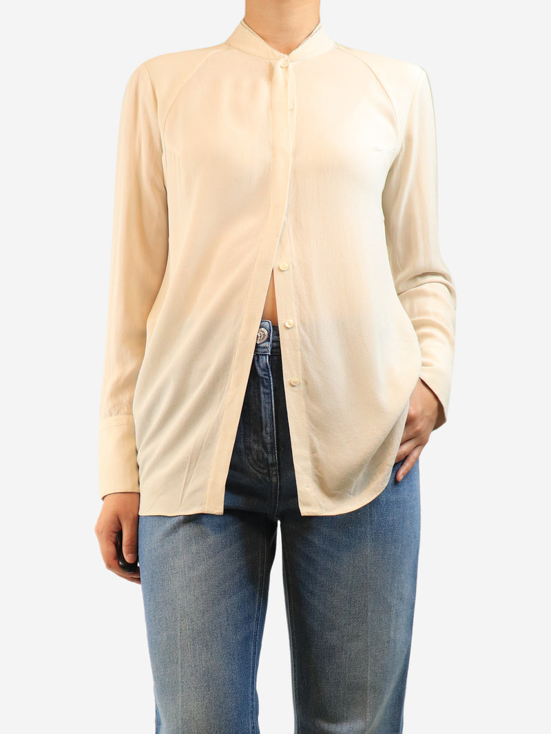 Cream silk crepe blouse - size M
