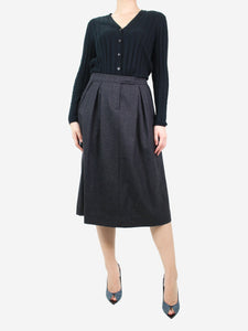 Julia Jentzsch Grey A-line wool midi skirt - size UK 8