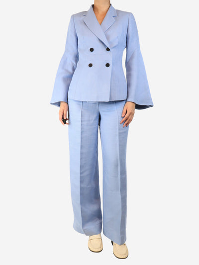Blue linen 2 piece suit - size UK 8 Sets The Fold 