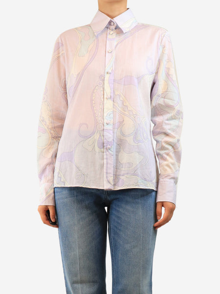 Purple and white printed shirt - size UK 14 product image