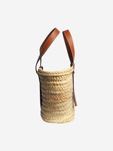 Loewe Neutral large basket bag in palm leaf and calfskin