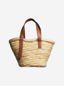 Loewe Neutral large basket bag in palm leaf and calfskin