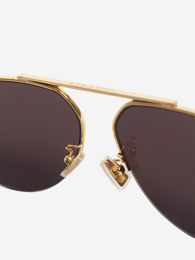 Gold half-rim aviator sunglasses Sunglasses Bottega Veneta 