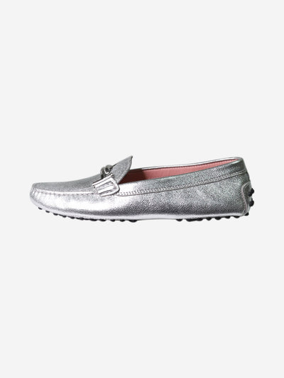 Silver flat loafers with branded hardware - size EU 37.5 Flat Shoes Tod's 